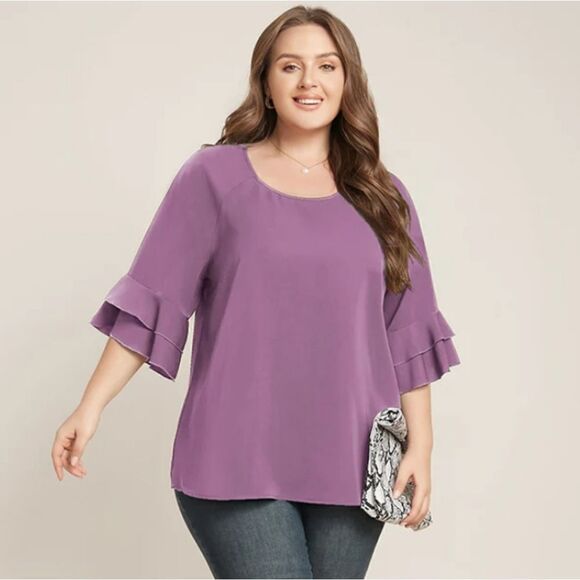 NWT BloomChic Ruffle sleeve top - Picture 1 of 9